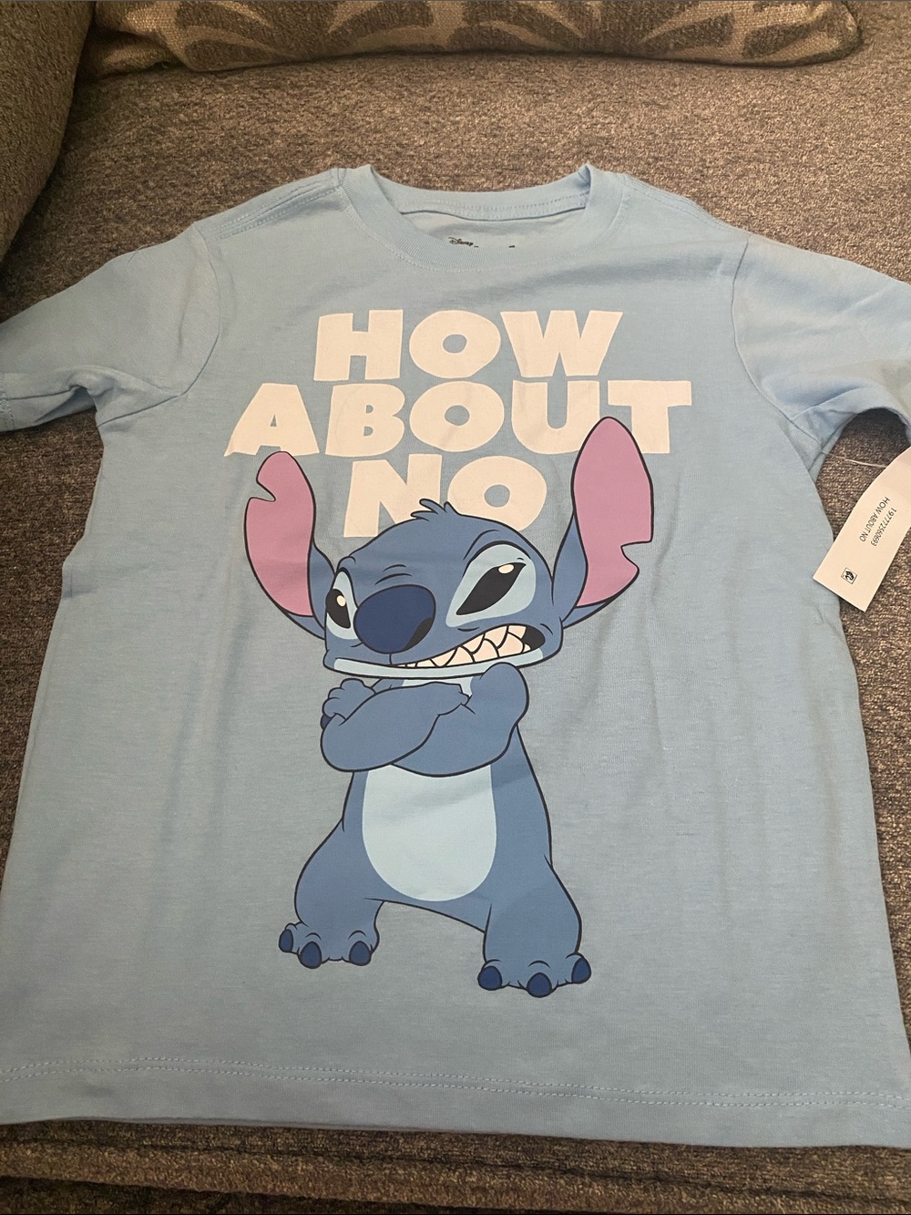 Disney Light Blue Kids Tee with Stitch "How About No" Graphic